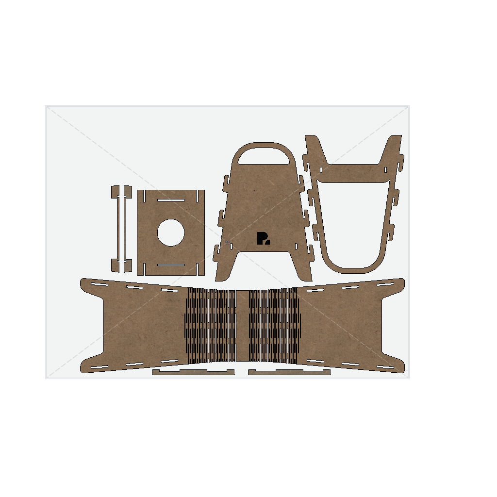 Piezas dispuestas en plano para obtener el archivo .dxf
